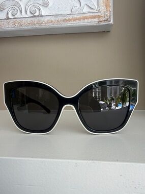 Tory Burch Black Sunglasses with White Trim - Women's